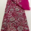 Tela de Malla con Bordado de Cuentas Pesadas, Cuentas Tubulares, Lentejuelas, Tela Bordada, Tela a Granel para Vestido de Banquetes, Vestido de Noche, Vestido de Novia