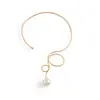 Europeo y Americano Transfronterizo Más Vendido Nuevo Popular Moda Elegante Simple Anillo Liso Gargantilla Collar Femenino Dulce y Fresco Perlas de Imitación