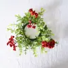 Portavelas Navideño de Bayas Rojas para Nuevo Producto Transfronterizo Corona de Frutas Rojas Suministros de Decoración Navideña Arreglo de Decoración de Mesa