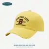 Boné de Baseball Retrô Personalizado Estilo Coreano Desgastado para Mulheres, Versátil para a Primavera, Circunferência da Cabeça Grande, Bordado de Letras, Boné com Aba Curta, Faz o Rosto Parecer Menor