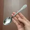 Cuchara de té de acero inoxidable con patrón de taladro, cuchara pequeña multiusos, cuchara para condimentos, cuchara creativa para el té de la tarde, mango redondo, cuchara pequeña para té, cuchara para remover