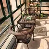 Juego de Tres Piezas de Silla de Ratán, Mesa de Café, Mesa y Sillas de Té para el Ocio, Mesa y Sillas de Ratán para Exteriores de Patio, Sillas de Té para Balcón