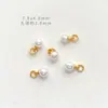 Perlas de Agua Dulce Naturales Chapadas en Oro de 18 Quilates, Cuentas Blancas en Forma de Botón, Colgantes para Manualidades Hechas a Mano con Cuentas en Forma de Gota Pequeña