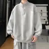 Sudadera gris de hombre de corte holgado con cuello alto y cremallera, top versátil casual deportivo de otoño, estilo nuevo