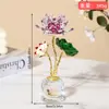 Decoração de Balcão de Joias Flor de Lótus de Cristal Decoração para Casa Escritório Mesa Ornamentos de Cristal Dê aos Amigos um Presente de Sorte