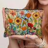 Amazon Transfronterizo Poliéster Lino Impresión Digital 2D Bordado de Imitación Floral Lienzo Bolsa de Maquillaje con Gran Capacidad