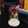 Rosa Eterna Transfronteiriça Cobertura de Vidro Flor Dourada Colorida Música com Luz Presente de Dia dos Namorados Natal Pequenos Enfeites de Mesa