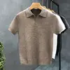 Camisa Polo de Punto con Cuello en V para Hombre de Manga Corta Primavera 2025 Nueva Camisa Básica Sexy Guapo Camiseta de Media Manga para Hombre