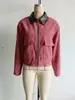 Moda Femenina Transfronteriza Primavera 2026 Nuevo Estilo Europeo y Americano Único Estilo Callejero Versátil Chaqueta de Pana con Retazos y Cuello de Cuero