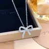 Colar Exquisito Laço Zircônia Acessórios Femininos Luxo Leve Nicho Temperamento Corrente de Clavícula Aço Titânio Acessórios Versáteis Feminino