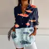 Estación Independiente Transfronteriza Europea y Americana Más Vendido Camisa Larga para Mujer Primavera Verano Otoño Camisa de Hombro Pez Impresión 3D