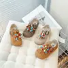 Zapatos de Piel para Niñas Colección Primavera 2026, Zapatos Estilo Birkenstock para Niñas Pequeñas, Zapatos Casuales de Rendimiento para Niños, Zapatos Planos con Borlas y Perlas para Bebés