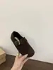 Zapatos Birkenstock con forro de felpa para mujer, invierno, grises, zapatos individuales, nuevo estilo, versión coreana, zapatos de algodón cálidos, zapatos peludos, mocasines de suela gruesa que aumentan la altura