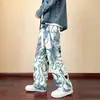 Pantalones Casuales de Estilo Nuevo con Estampado Completo de Oso Graffiti Perezoso para Hombre, Pantalones Rectos Sueltos, Moda Japonesa Moderna, Temperamento