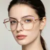 Gafas cuadradas de moda y sencillas estilo europeo y americano, unisex, modernas, elegantes, con filtro de luz azul, de metal, versátiles, para celebridades de internet, lisas