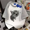 Camiseta de algodão puro pesada estilo rua personalizada com estrela, manga curta, para homens e mulheres, verão, caimento solto, modeladora, top patchwork para casais, para o dia a dia