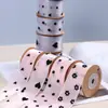 Patrón de Corazón de Melocotón de Puntos Flor de Ciruelo Mariposa Flocado Cinta de Nieve Cinta de Hilo de Nieve Accesorios para el Cabello Empaque de Flores Flor para Zapatos Cinta para Sombrero de Paja