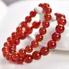 Pulsera de Ágata Roja Femenina Masculina Calcedonia Roja Cuentas de Jade Pulsera de Cuentas de Jade Pulsera de Cristal Rojo