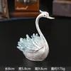 Caja de joyería de lujo con forma de cisne con artesanía de esmalte e incrustaciones de diamantes, decoración creativa para el hogar para guardar pendientes, anillos y accesorios