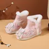 Zapatos Bordados para Niñas Zapatos de Algodón Forrados de Felpa Zapatos Hanfu para Niños Estilo Chino Botas de Nieve para Niños Impermeables Zapatos de Algodón de Abrigo Antiguo Modernos