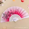 Ventoinha de Plástico Leque Dobrável Estilo Chinês Feminino Estudante Verão Traje Antigo Leque Dobrável Venda por Atacado Leque Dobrável para Performance de Dança