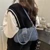 Bolso de Hombro Patchwork de Mezclilla con Cadena para Mujer 2025 Otoño Nuevo Estilo Moda Simple Casual Retro
