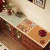 Tapete de Mesa Estilo Retro Americano para Aparador, Tapete Resistente ao Calor, Decoração de Gabinete de Entrada Resistente a Altas Temperaturas, Toalha de Mesa à Prova de Poeira, Tapete de Proteção para Bancada