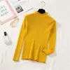 Outono e Inverno Novo Estilo Coreano Cor Sólida Suéter Básico Tricô para Mulheres Emagrecedor Suéter de Gola Alta para Mulheres