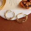 Amazon Moda Europeo y Americano Pendientes Asimétricos de Metal de Múltiples Capas Simples Aguja de Plata S925 Lujo Accesible Pendientes Exagerados Venta al por Mayor