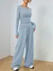 Conjunto Feminino de Calça Wide Leg Duas Peças Novo Europeu e Americano Amazon Best Seller Estilo Solto Estilo Macio e Grudado Moda Casual