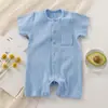 Conjunto de bebé par cárdigan traje de escalada de manga corta para niños traje de verano para bebé color liso lindo transpirable alta elasticidad algodón