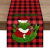 Mantel individual de Navidad Grinch Camino de mesa de lino navideño Grinch Posavasos Decoración de Nochebuena para restaurante Lavable