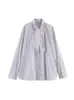 Roupas Femininas 2026 Primavera Nova Moda Estilo Europeu e Americano Camisa Longa de Popeline Listrada Estilo Lenço Feminino