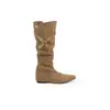 Versão em couro com aumento interno de 4 cm ~ Botas de cano médio plissadas com salto empilhado, bico fino e tira com fivela, estilo coreano, para mulheres, novidade para outono e inverno de 2026