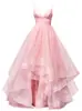 Vestido de noche largo para mujer, de comercio exterior, escote en V profundo con tirantes, falda abullonada, ceñido a la cintura, color liso, bajo irregular, suministro para estación internacional