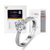 Caja de Set de Diamante GRA Mosan de Alta Gama de 1 quilate Anillo de Plata de Ley para Mujer Garra Incrustada en Forma de Corazón para Anillo de Compromiso
