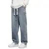 Pantalones largos casuales para hombre, de invierno, forrados de polar, gruesos, cintura elástica, pierna recta, corte holgado, pierna ancha, estilo ropa de trabajo, nueva colección primavera/otoño