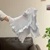 Conjunto de Verão Estilo Coreano de Alta Qualidade com Decote em V, Babados e Acabamento de Orelha de Madeira, Top de Tricô de Manga Curta para Mulheres, Camiseta Top que Realça o Ambiente e Emagrece, Pure Desire
