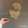 Garfo único flor de eucalipto dourado hortênsia leque dourado folha de ginkgo bênção de casamento balde arranjo de flores de folhas douradas