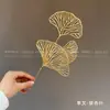 Flores de Nochevieja, Flores Artificiales Doradas, Eucalipto Dorado, Hortensia, Abanico Dorado, Hojas de Ginkgo, Cubo de la Fortuna, Arreglo Floral, Hojas, Flores de Plástico