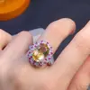Anel de Citrino da Sorte Natural, Todas Pedras Soltas Puras, Especificações 10*14mm Prata Esterlina S925 Banhada 1