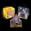 Adorno de Pirámide de Bola de Cristal Natural, Pieza de Decoración para el Hogar de Grava de Cristal Recubierta de Resina, En Caja