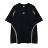 Ropa para Hombre Ins Retro Americano Camiseta Negra de Manga Corta con Hombro Caído, Estampado de Caballo en Racimo y Diseño de Letras, Peso Pesado Holgada Estilo High Street