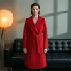 Abrigo de Lana Clásico de Corte Delgado Doble Cara para Mujer, de Longitud Media, Cuello de Solapa, Estilo Bata, Abrigo de Lana Doble Cara para Viajar