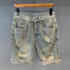 Pantalones cortos de mezclilla para hombre, holgados, de talla grande, con agujeros rectos, de alta gama, nuevos pantalones casuales de verano para hombre