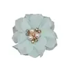 Acessórios Planos de Flor de Tecido Chiffon Feitos à Mão Triângulo Ameixa Liga Diamante Fivela Flor para Sapato Acessórios de Cabelo para Crianças 6cm
