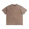 Camiseta Vintage Lavada Desgastada, 230g, gola redonda, manga curta, verão, algodão puro, unissex, estilo hip-hop de rua, camiseta desgastada