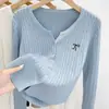 Cárdigan de punto color liso bordado suéter de punto trenzado para mujer 2026 Otoño/Invierno prenda exterior de un solo botón