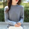 Llegada Nueva Primavera y Otoño 2024 Suéter de Lana Peinada Cuello Alto Falso para Mujer Camiseta Base con Incrustaciones de Diamantes Color Sólido Ajuste Delgado Top Delgado