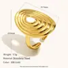 Moda Cruzada Europeia e Americana Estilosa Criativa Joia de Mão Aço Inoxidável Banhado a Ouro 18K Flor Rosqueada Anel Aberto Feminino Nicho